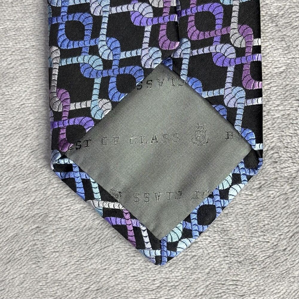 Robert Talbott Tie Mens Silk Geometric Rope Pattern Made USA Blue Purple Classic - Picture 7 of 10